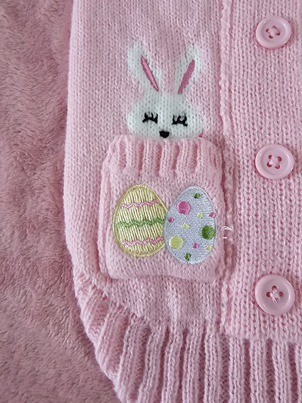 NWOT XS/S Dog Sweater Cardigan w/embroidered Bunny with Egg Pockets - Picture 3 of 7